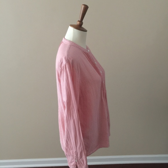 Pink-and-White-Striped-LL-Bean-Blouse - Picture 4 of 6